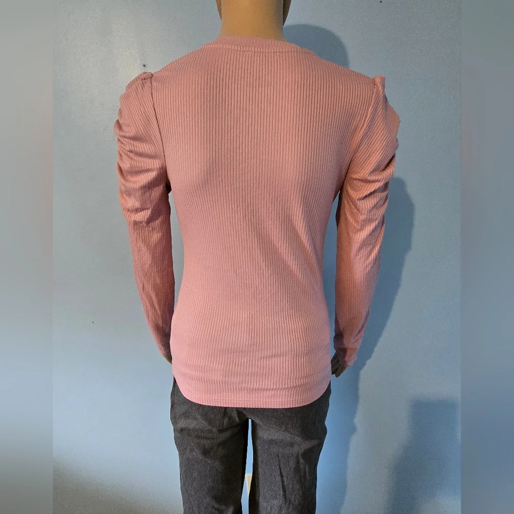 Pink Ruched Sleeve Top - Picture 8 of 8